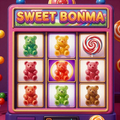 Sweet Bonanza Slot mit bunten S&uuml;&szlig;igkeiten und Frucht-Bonbons