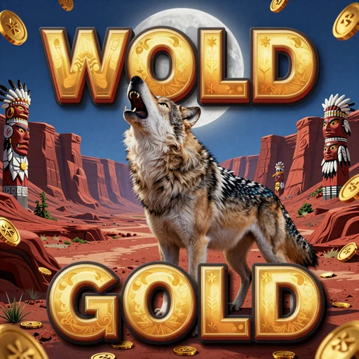 Wolf Gold Pragmatic Play Slot mit heulendem Wolf vor Vollmond und Goldm&uuml;nzen
