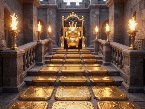 Kings Path Schlosskorridor mit goldenen Stufen und Buzzer auf dem Aufstieg